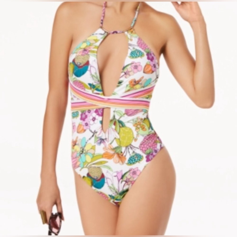 Trina Turk Floral Halter Swimsuit Size 14